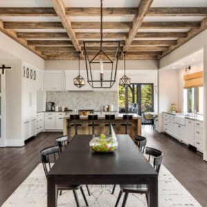 dining room and kitchen in new luxury home